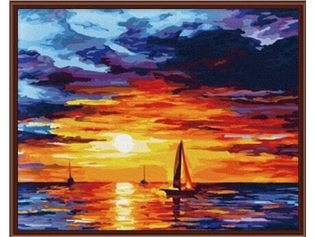 Zachód słońca nad morzem malowanie po numerach
