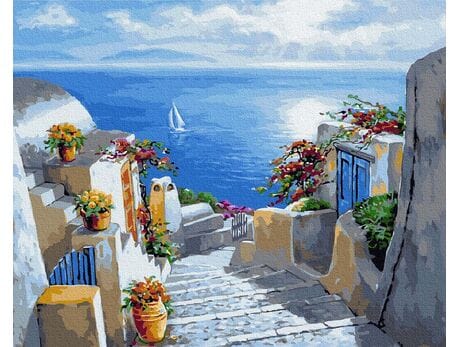 Schody do morza(Santorini) 50x65cm malowanie po numerach