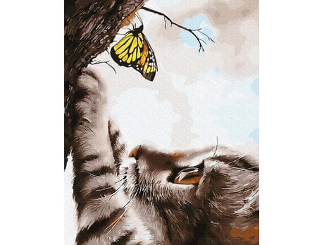 Kotek i motyl malowanie po numerach