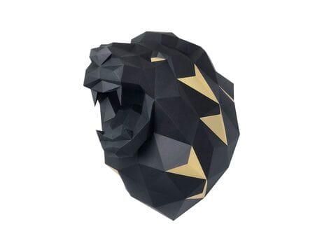 Głowa trofeum „Lew ”, czarny, zestaw do składania (3D model na ścianę) papercraft 3d modele