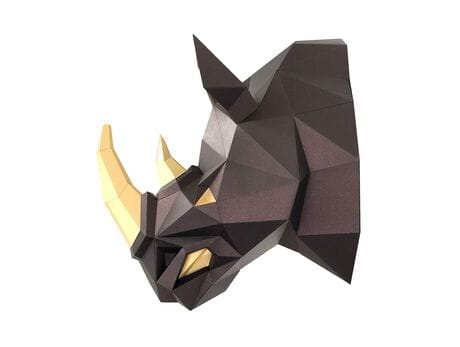 Głowa trofeum "Nosorożec Róg"  czarny brąz, zestaw do składania (3D model na ścianę) papercraft 3d modele
