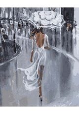 W białej sukni pod parasolem
