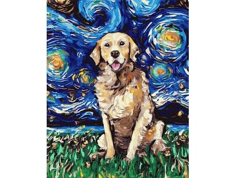 Labrador w stylu Van Gogha malowanie po numerach