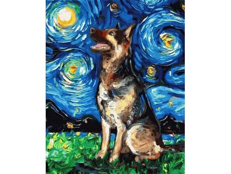 Owczarek w stylu van Gogha malowanie po numerach