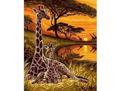 Żyrafy na Sawannie malowanie po numerach