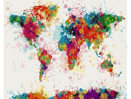 Barwna Mapa Świata 40x50 cm malowanie po numerach