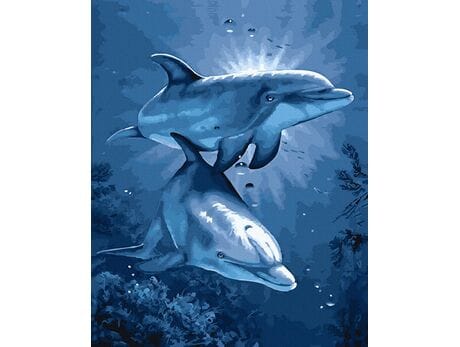 Delfiny w otchłani morza 40x50 cm malowanie po numerach