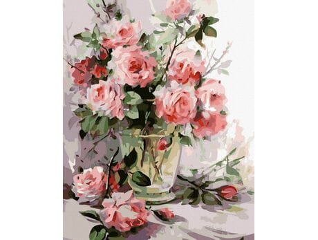Różowe róże 40x50 cm malowanie po numerach