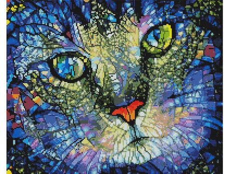 Kot na witrażu diamentowa mozaika