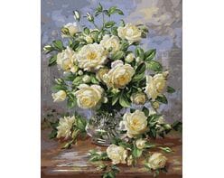 Bukiet białych róż 40cm*50cm (bez ramy)