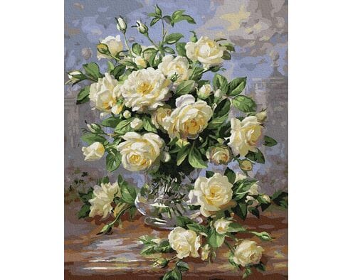 Bukiet białych róż 40cm*50cm (bez ramy)