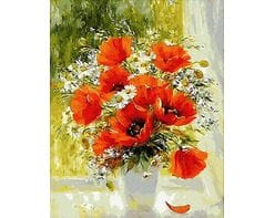 Maki i stokrotki 40cm*50cm (bez ramy)