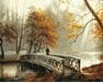 Most w jesiennym parku 40cm*50cm (bez ramy) malowanie po numerach