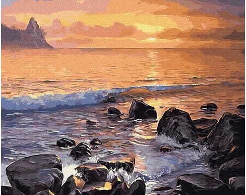 Fale o zachodzie słońca 40cm*50cm (bez ramy)