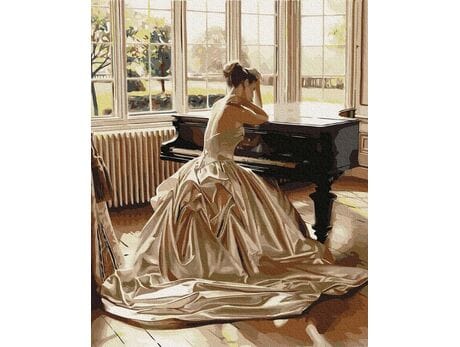 Dziewczyna przy fortepianie 40cm*50cm (bez ramy) malowanie po numerach