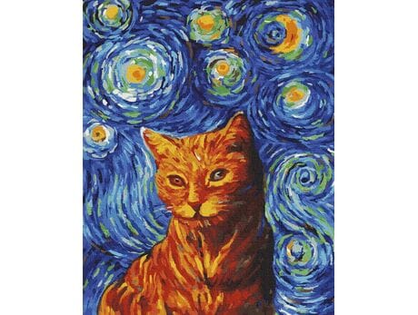 Rudy kot w stylu van Gogha 40cm*50cm (bez ramy) malowanie po numerach