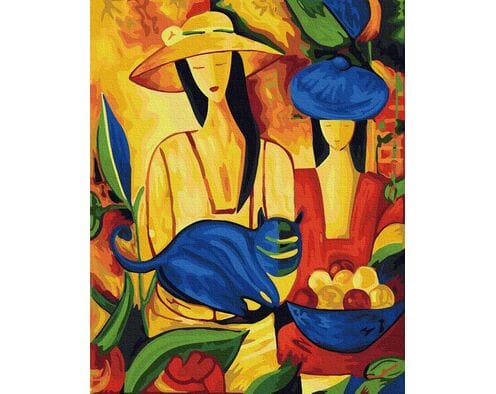 Kobieta i kot 40cm*50cm (bez ramy)