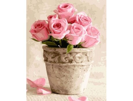 Róże w glinianym garnku 40cm*50cm (bez ramy) malowanie po numerach