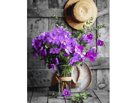 Fioletowe kwiaty 40cm*50cm (bez ramy) malowanie po numerach