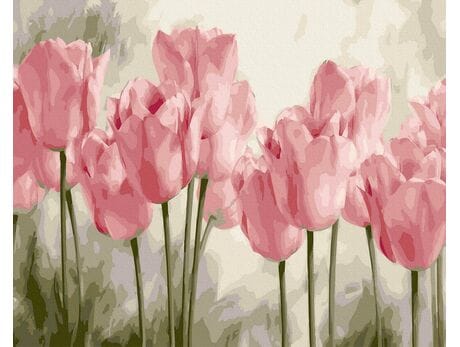 Różowe tulipany 50x65cm malowanie po numerach