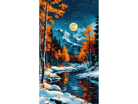Płomień zimowej nocy 40x70 cm malowanie po numerach