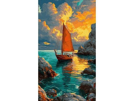 Żeglując w Złocistej Poświacie 40x70 cm malowanie po numerach