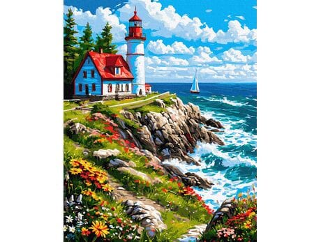 Latarnia nad urwiskiem 40x50 cm malowanie po numerach