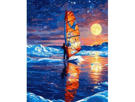 Śnieżny szlak na płynnej tafli 40x50 cm malowanie po numerach