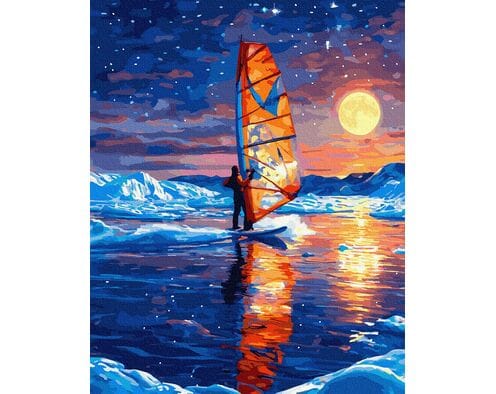 Śnieżny szlak na płynnej tafli 40x50 cm