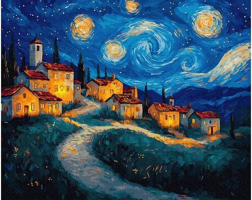 Wioska we śnie gwiazd 40x50 cm