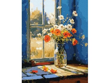 Delikatność na parapecie 40x50 cm malowanie po numerach