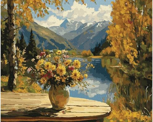 Kwiaty pod górskim niebem 40x50 cm