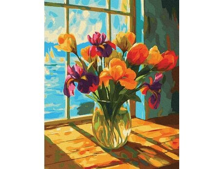 Kwiaty i fale 40x50 cm malowanie po numerach
