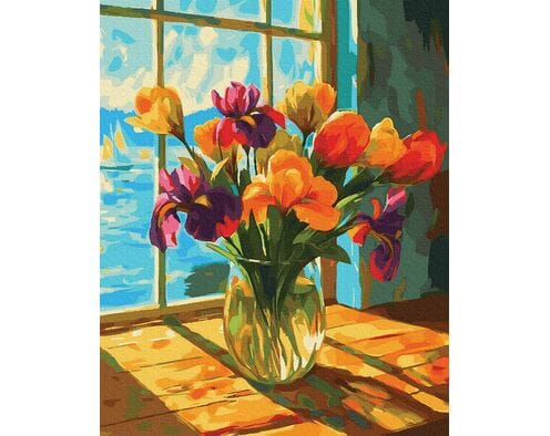 Kwiaty i fale 40x50 cm
