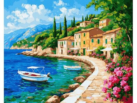 Szmaragdowy nurt 40x50 cm malowanie po numerach