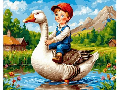 Bajka o chłopcu i gęsi 40x50 cm malowanie po numerach