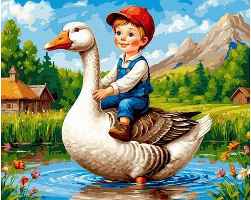 Bajka o chłopcu i gęsi 40x50 cm