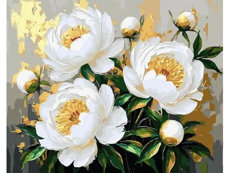 Kwiaty w świetle złota 40x50 cm malowanie po numerach
