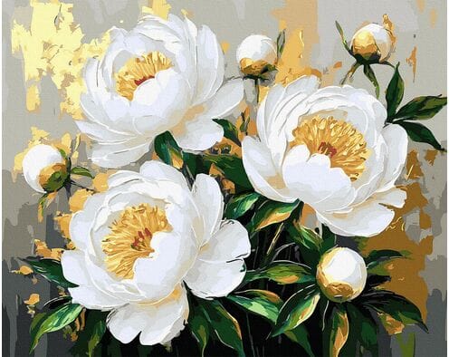 Kwiaty w świetle złota 40x50 cm