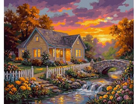 Wieczorne światło wśród drzew 40x50 cm malowanie po numerach