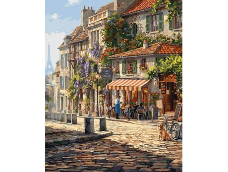 Paryska kafejka w słońcu 40x50 cm malowanie po numerach