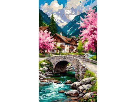 Górska przystań 40x70 cm malowanie po numerach