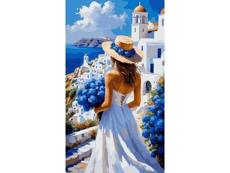 Błękitna refleksja 40x70 cm malowanie po numerach