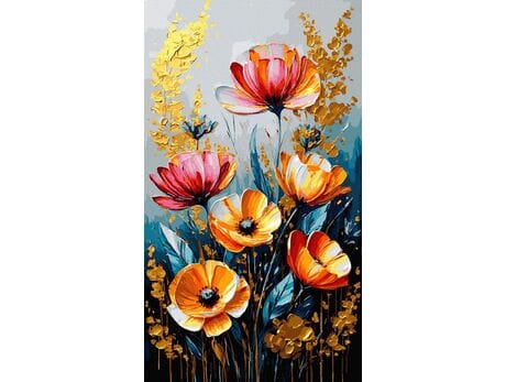 Polne złote maki 40x70 cm malowanie po numerach