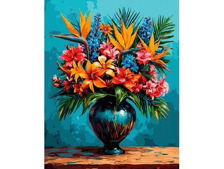 Rajski bukiet w porcelanowym śnie 50x65 cm malowanie po numerach