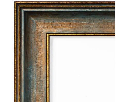 Rama do obrazów 50cm*65cm Postarzane szaro-niebieskie drewno ze złotem 4602