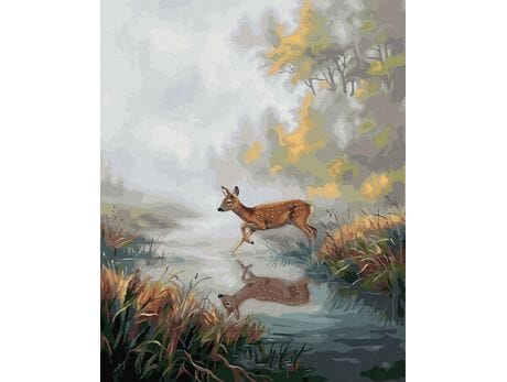 Skokami przez mgłę 40x50 cm malowanie po numerach
