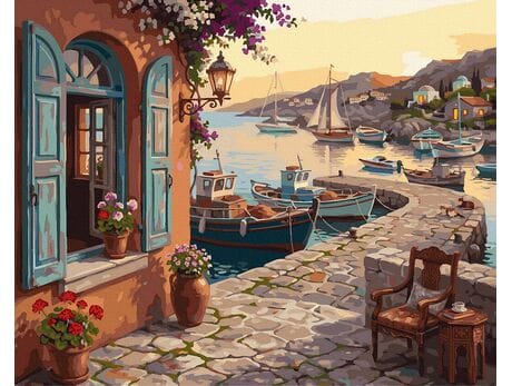 Ciepły letni port 40x50 cm malowanie po numerach