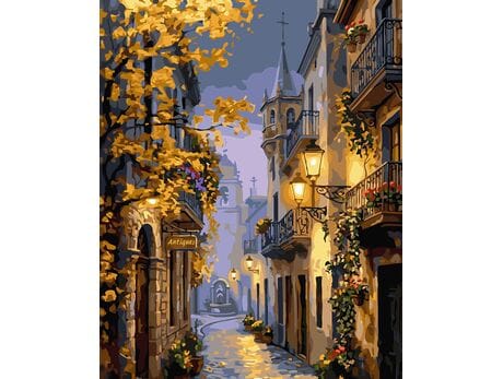 Blask latarni wieczornego miasta 40x50 cm malowanie po numerach