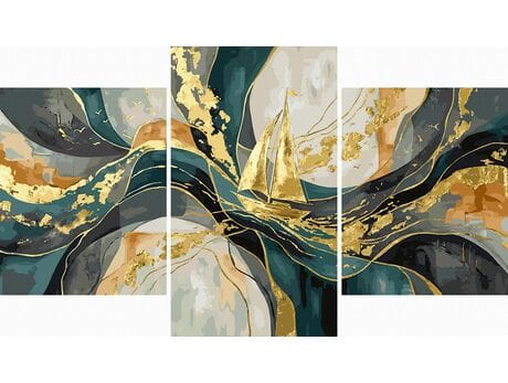 Złote Żagle Tryptyk 70x120 cm malowanie po numerach